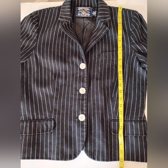 American Living Ralph Lauren Linen Cotton Blazer Black White Stripe Size 14 - Picture 15 of 16